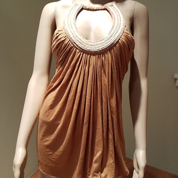 Sky Beaded Collar Halter Top L - Picture 3 of 7